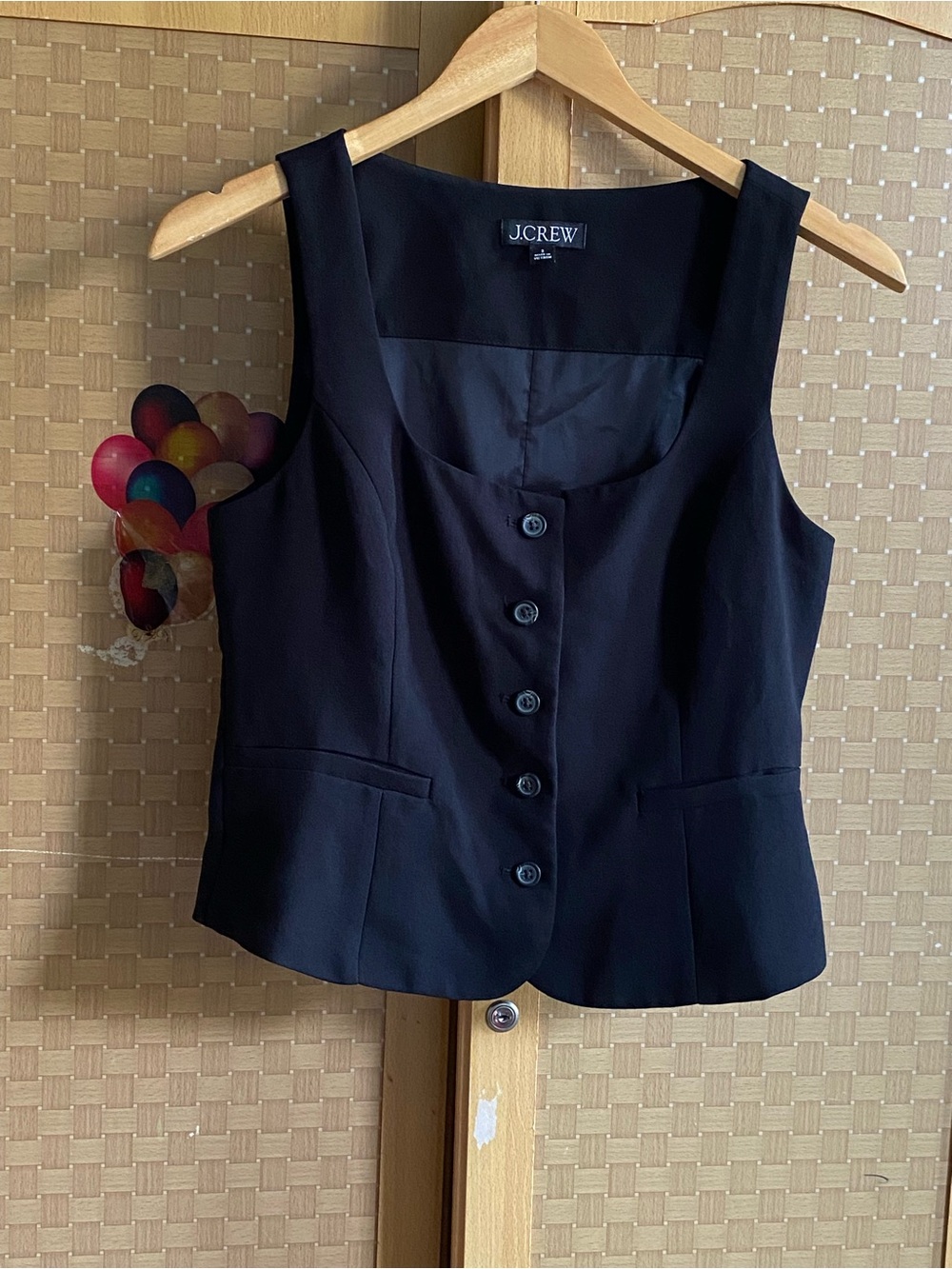 J. Crew Black Button-Front Women's Tailored Bodysuit Vest